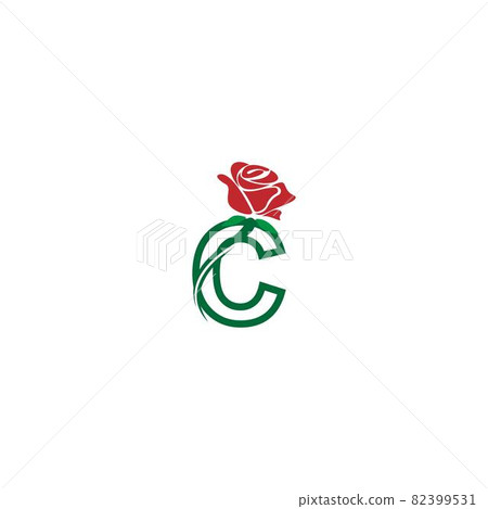 Letter C with rose icon logo vector template - Stock Illustration ...