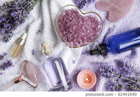 Natural herb cosmetic with lavender flowers Natural herb cosmetic with lavender flowers 82401040
