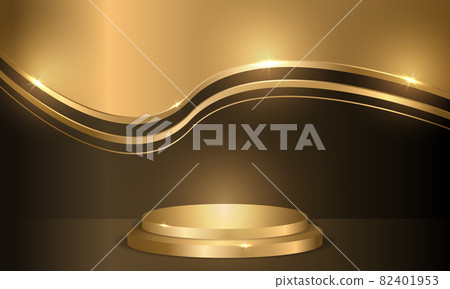 Golden circle podium on dark luxury background. Golden circle podium on dark luxury background. 82401953