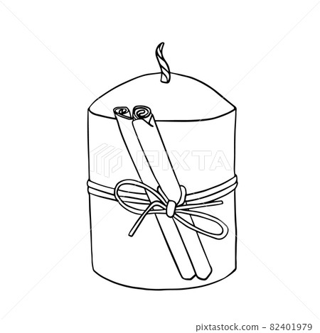 The candle is decorated with a cinnamon stick The candle is decorated with a cinnamon stick 82401979