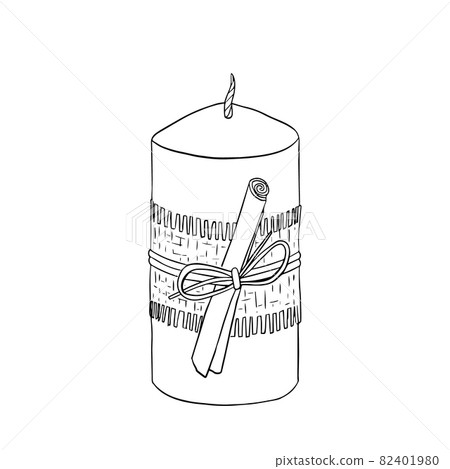The candle is decorated with a cinnamon stick 82401980