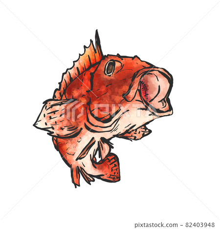 蝎子魚的手繪毛筆繪畫風格插畫 82403948