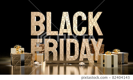 Black Friday gold text and gift boxes for offer or promotion shopping concept  3d rendering. 82404143
