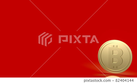 bitcoin coin on red background  for cryptocurrency or business concept 3d rendering. 82404144
