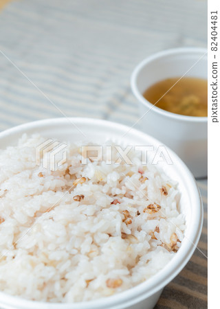Delicious delivery Brown rice and miso soup Delicious delivery Brown rice and miso soup 82404481