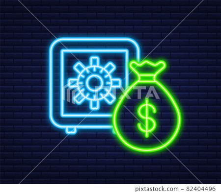 Money, finance and payments. Neon outline web icon. Vector illustration. Money, finance and payments. Neon outline web icon. Vector illustration. 82404496