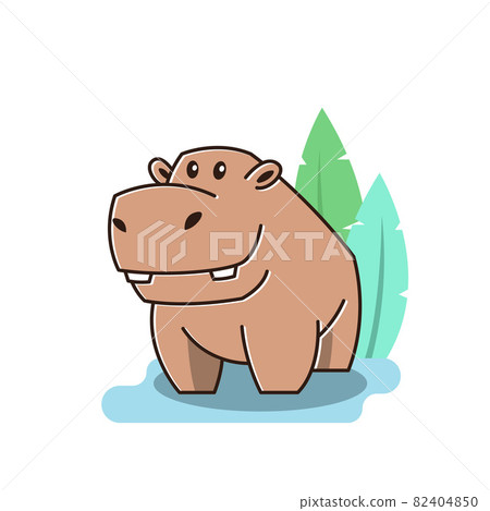 Cute Happy Big Hippo Hippopotamus Standing Pond Mascot Character Cartoon 82404850