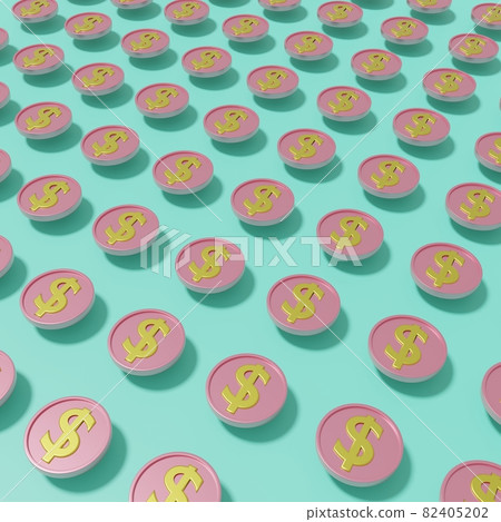 粉色 3d 硬幣圖案，藍色背景 82405202