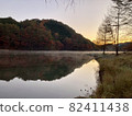 Autumn leaves morning lake 82411438