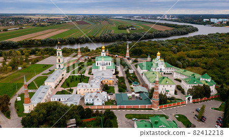 Drone view of the Epiphany Staro-Golutvin Monastery in the city of Kolomna 82412218