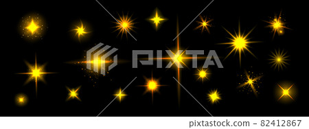 Golden star shine effects, yellow flash lights 82412867
