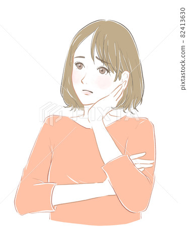 一個女人擔心戴拐杖 82413630