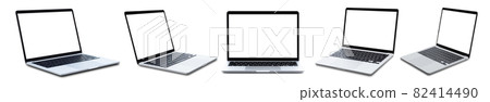 Collection of Laptop computer or notebook with blank screen isolated on white background 82414490