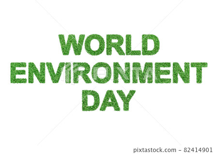 World Environment Day text, Alphabet made from green grass isolated on white 82414901