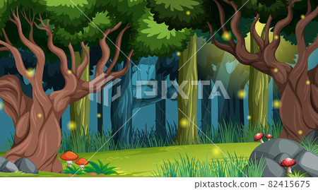 Enchanted forest landscape background - Stock Illustration [82415675 ...
