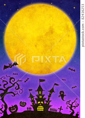 Illustration: Full moon and suspicious castle Illustration: Full moon and suspicious castle 82416253