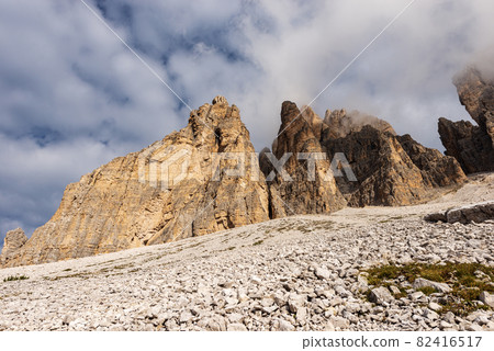 South Rock Face of Drei Zinnen or Tre Cime di Lavaredo - Sesto Dolomites Italy 82416517