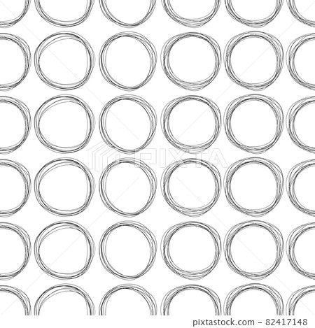 Rings, round shapes made of lines. Seamless minimalistic pattern of linear circles and rings. Vector 82417148