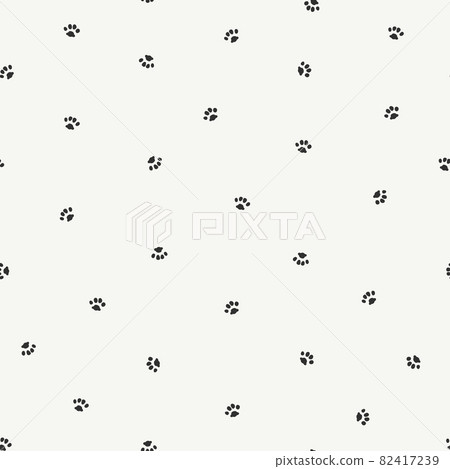 Animal track shapes seamless pattern. Paw print icon isolated seamless pattern on white background. Vector 82417239