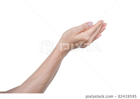 Man hand with open palm hope, helping, Isolated on white background. Man hand with open palm hope, helping, Isolated on white background. 82419595