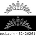Tiara with jewels lined up like feathers Hand-drawn line drawing illustration_040 82420261