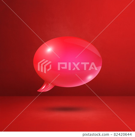 Red speech bubble on concrete wall square background Red speech bubble on concrete wall square background 82420644