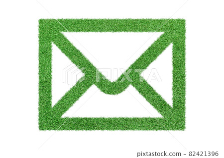 Mail icon, Envelope made of green grass isolated on white background. Mail icon, Envelope made of green grass isolated on white background. 82421396