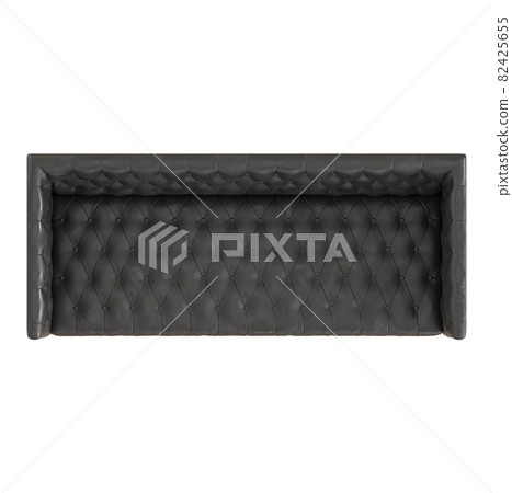 Black leather sofa top view on an isolated background. 3d rendering 82425655