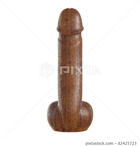 Decorative phallus figurine made of wood. 3d rendering on isolated background 82425723