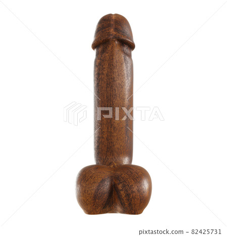 Decorative phallus figurine made of wood. 3d rendering on isolated background 82425731