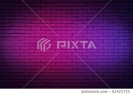Lighting effect neon light on brick wall texture for background. 82425733