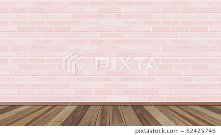 Empty room with pink brick wall background and wooden floor. Empty room with pink brick wall background and wooden floor. 82425746
