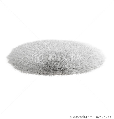 Round white carpet made of sheepskin wool on an isolated background. 3D rendering Round white carpet made of sheepskin wool on an isolated background. 3D rendering 82425753