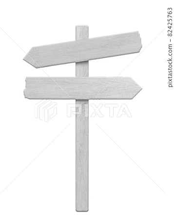 White wood arrow signpost isolated on white background White wood arrow signpost isolated on white background 82425763