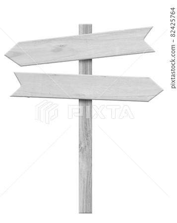 White wood arrow signpost isolated on white background White wood arrow signpost isolated on white background 82425764