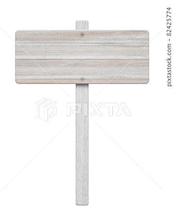 White wooden sign isolated on white background. Object with clipping path. 82425774