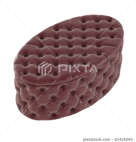 Quilted leather burgundy oval pouf on an isolated background. 3d rendering Quilted leather burgundy oval pouf on an isolated background. 3d rendering 82426093