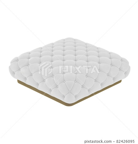 White quilted square leather pouf on a white background. 3d rendering White quilted square leather pouf on a white background. 3d rendering 82426095