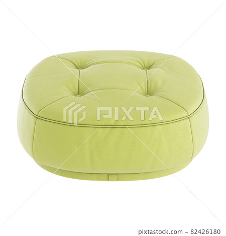 Green leather pouf on a white background. 3d rendering 82426180