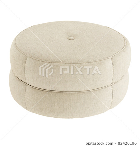 Round cloth pouf on a white background. 3d rendering Round cloth pouf on a white background. 3d rendering 82426190