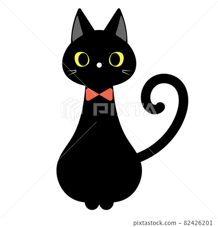 Illustration of a sitting black cat - Stock Illustration [82426201] - PIXTA