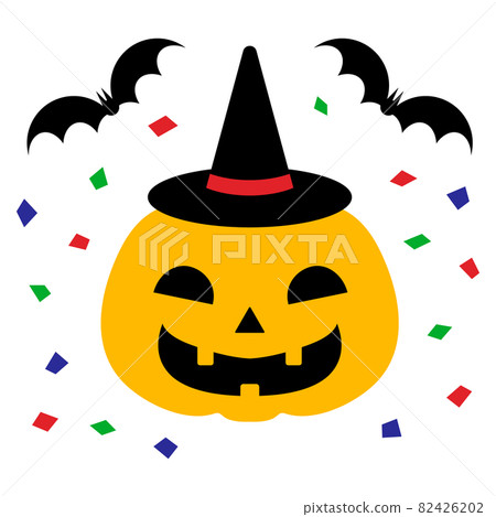 Witch hat pumpkin bat confetti icon Witch hat pumpkin bat confetti icon 82426202