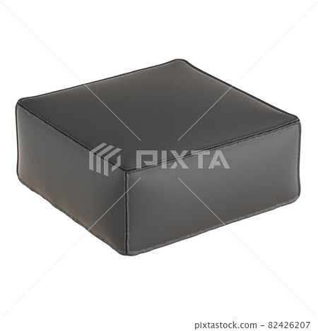 Black leather pouf on a white background. 3d rendering 82426207