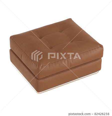 Brown leather pouf on a white background. 3d rendering 82426238