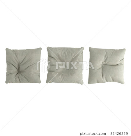 Three cloth pillow pouf on a white background. 3d rendering 82426259