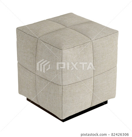 Box cloth pouf on a white background. 3d rendering Box cloth pouf on a white background. 3d rendering 82426306