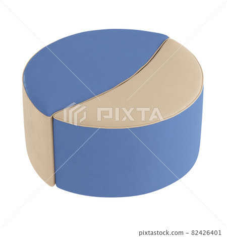 Round cloth pouf two color on a white background. 3d rendering Round cloth pouf two color on a white background. 3d rendering 82426401