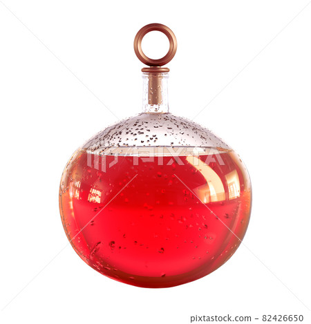 Round glass carafe with red liquid and drops on the glass on a white background 3d rendering Round glass carafe with red liquid and drops on the glass on a white background 3d rendering 82426650
