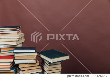 Stacks of Books for College School Library Training Brown Background Stacks of Books for College School Library Training Brown Background 82426667