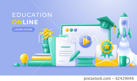 Education Online Concept Banner Education Online Concept Banner 82429048
